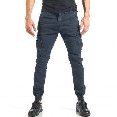 Мъжки син карго панталон с малки детайли по плата it290118-28 2