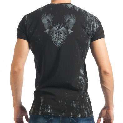 Мъжка черна рокерска тениска с орли tsf020218-74 3