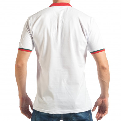 Мъжка бяла тениска с двуцветна яка  tsf020218-61 3