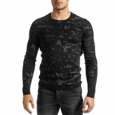 Мъжки сиво-черен пуловер пикселирана шарка it301020-18 2