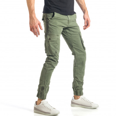 Мъжки зелен карго панталон с ципове на крачолите it290118-32 4