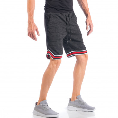 Мъжки шорти на сиво-черно каре с двуцветни маншети it050618-36 4