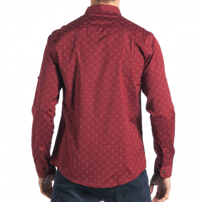 Мъжка червена риза с принт на малки триъгълничета tsf270917-5 3