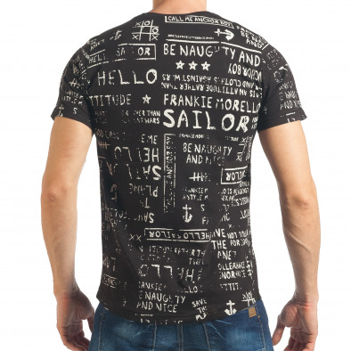 Мъжка черна тениска с избелели надписи  tsf020218-47 3