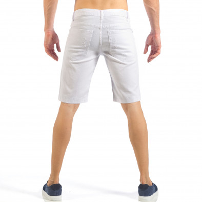 Мъжки бели къси дънки с кръпки с принт it260318-120 3