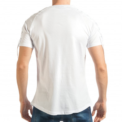 Мъжка бяла тениска с връзки и надписи tsf020218-51 3