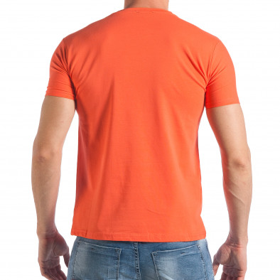 Оранжева мъжка тениска с надпис Be Cool, Be Nice tsf290318-14 3