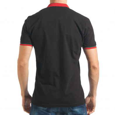 Мъжка черна тениска с двуцветна яка  tsf020218-62 3