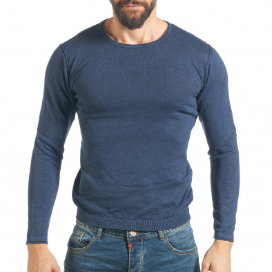 Мъжки фин пуловер в синьо it290118-107 2