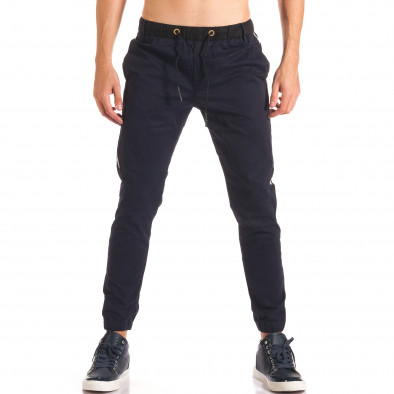 Мъжки син спортен панталон с черни ленти  it150816-18 2
