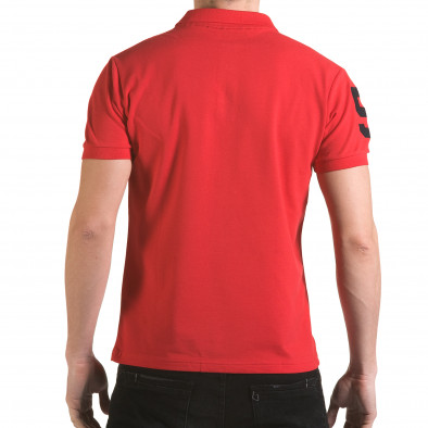 Мъжка червена тениска с яка с релефен надпис Super FRK il170216-24 3