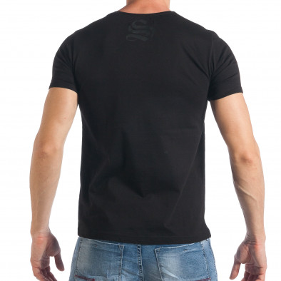 Мъжка черна тениска с надпис BLACK tsf290318-25 3