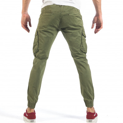 Мъжки зелени карго панталони с ластични маншети it260318-105 4