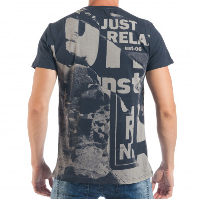Мъжка синя тениска с надпис Just Relax tsf250518-25 4