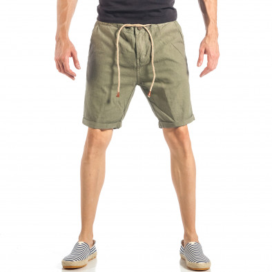 Мъжки зелени къси панталони от лен it040518-60 2