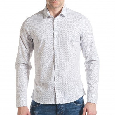 Мъжка бяла риза с контрастен принт tsf070217-11 2
