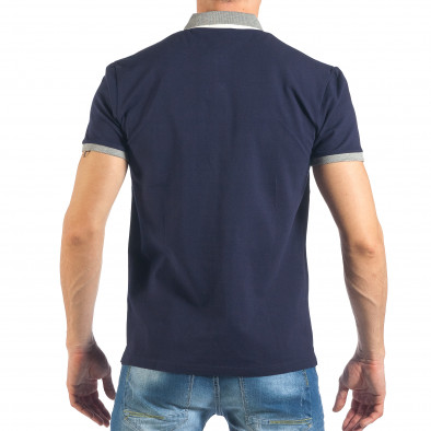 Мъжка синя тениска с яка it260318-188 3