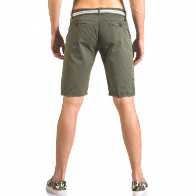 Мъжки зелен къс панталон с текстилен колан ca050416-64 3