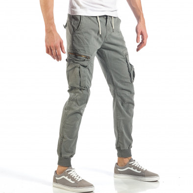 Мъжки сиви карго панталони с цип it260318-99 3