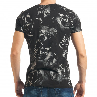 Мъжка черна тениска с принт на вълци tsf020218-79 3