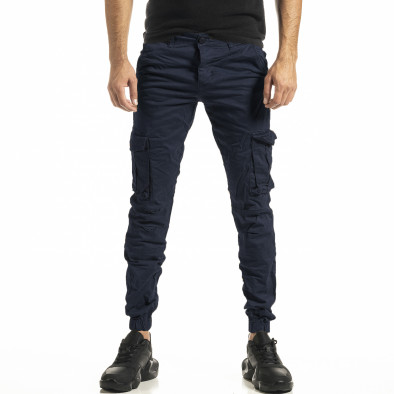 Мъжки син карго панталон с ластик на крачолите 8085 tr161020-1 2