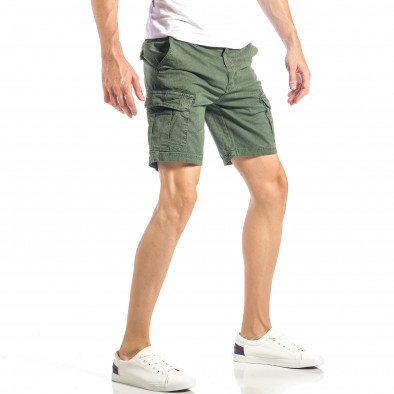 Мъжки къси карго панталони в зелено с дребен принт it040518-67 4