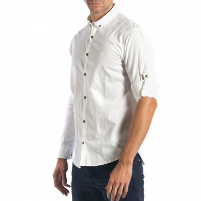 Мъжка бяла риза изчистен модел с монограм tsf270917-1 4