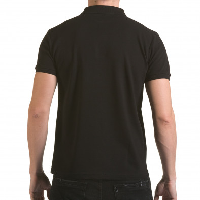 Мъжка черна тениска с яка с надпис Franklin NYC Athletic il170216-34 3