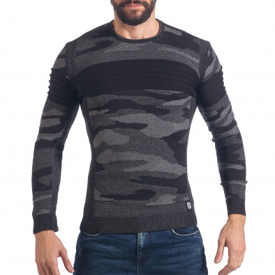 Мъжки пуловер тъмно сив камуфлаж it041217-11 2