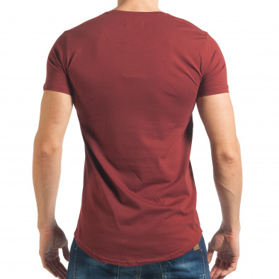 Мъжка тъмно червена тениска с релефен череп на джоба tsf020218-6 3