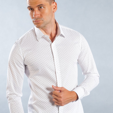 Фина мъжка риза тип Oxford в бяло с S мотив it050618-17 2