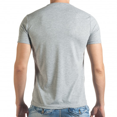 Сива мъжка тениска с голям бежов принт il140416-31 3