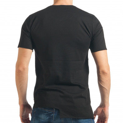 Мъжка черна тениска с асиметрична кройка tsf020218-18 3