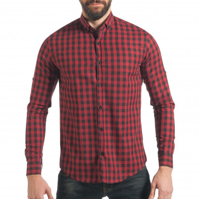 Мъжка тъмно червена риза на каре tsf220218-5 2