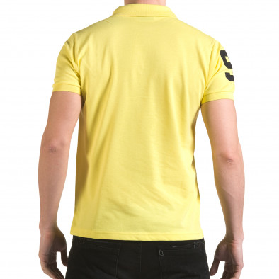 Мъжка жълта тениска с яка с релефен надпис Super FRK il170216-22 3
