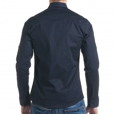 Мъжка черна риза с двуцветен принт tsf070217-2 3