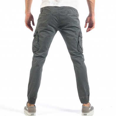 Мъжки сиви карго панталони с ластични маншети it260318-102 4
