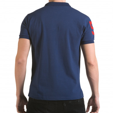 Мъжка тъмно синя тениска с яка с релефен надпис Super FRK il170216-28 3