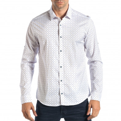 Мъжка бяла риза с принт на малки триъгълничета tsf270917-3 2