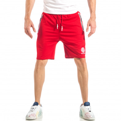 Мъжки червени шорти с ефектни ципове it040518-43 2