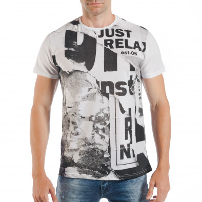 Мъжка бяла тениска с надпис Just Relax tsf250518-24 2