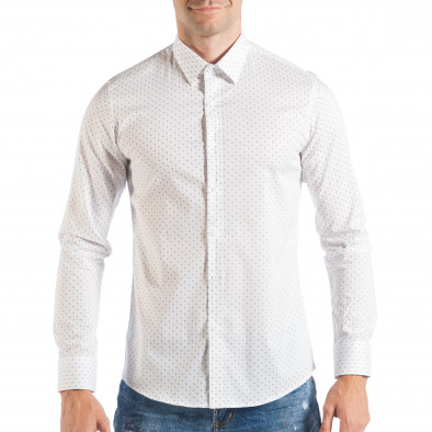 Фина мъжка риза тип Oxford в бяло с S мотив it050618-17 3