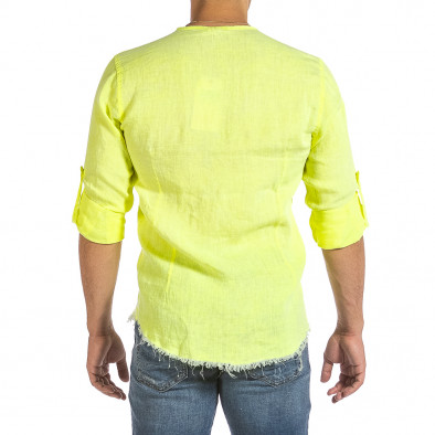 Мъжка ленена риза Vintage жълт неон it240621-33 3