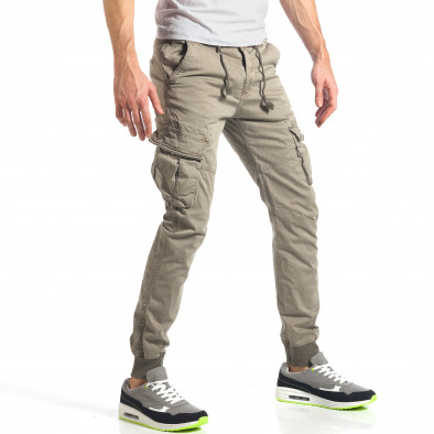 Мъжки бежов карго панталон с ластик на кръста it290118-44 3