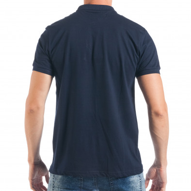 Мъжка тениска с яка basic модел в тъмно синьо tsf250518-31 3
