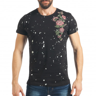 Мъжка черна тениска с рози tsf020218-77 2