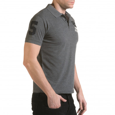 Мъжка сива тениска с яка с релефен надпис Super FRK il170216-23 4