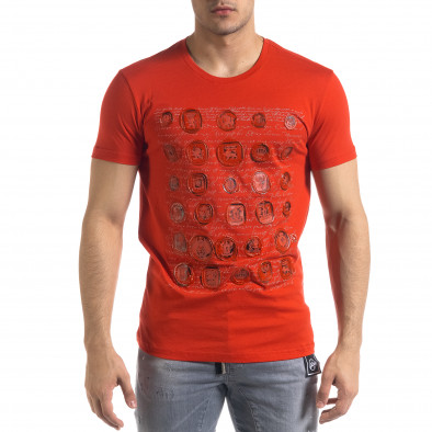 Червена мъжка тениска гумирани печати tr110320-8 2
