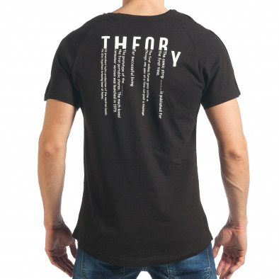 Мъжка черна тениска Slim fit с декоративни ципове tsf020218-40 3