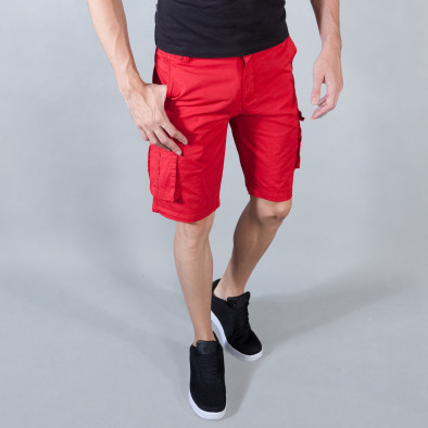 Мъжки червени къси панталони с карго джобове it050618-28 2